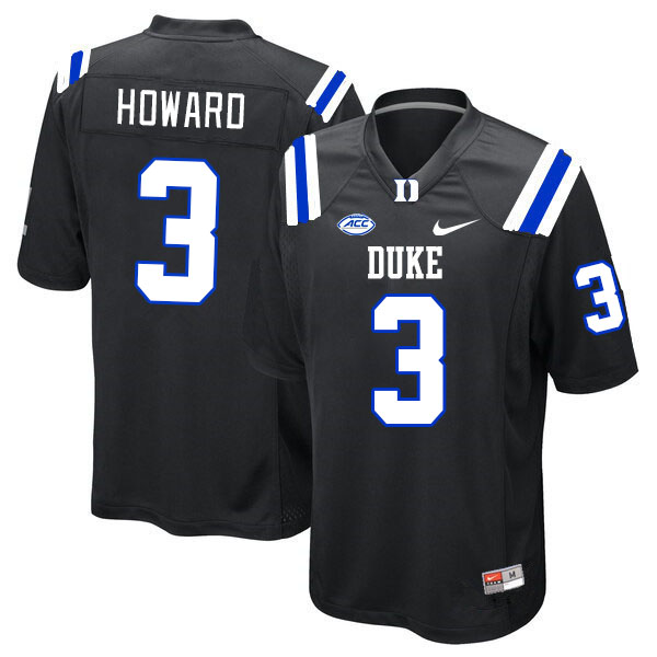 Men #3 Alex Howard Duke Blue Devils College Football Jerseys Stitched-Black